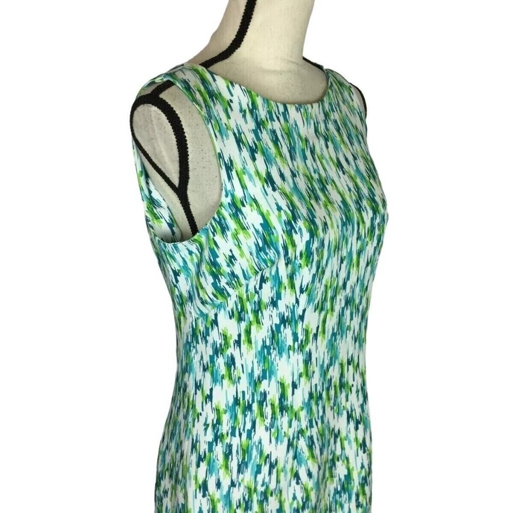 Perceptions NY Sheath Dress Womens Size 16 Blue Green White Classic Sleeveless - Picture 5 of 14